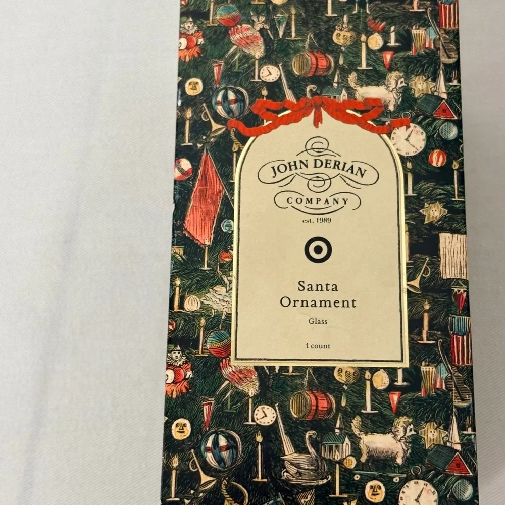 John Derian Target Santa Ornament Red New Glass Flocked Vintage Style Holiday